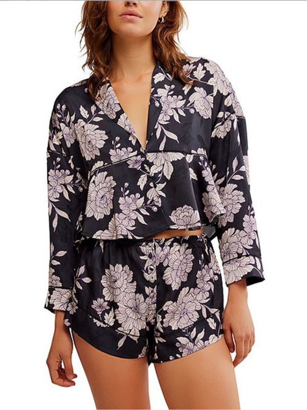 NWT - Free People Satin & Lightweight Floral PJ set